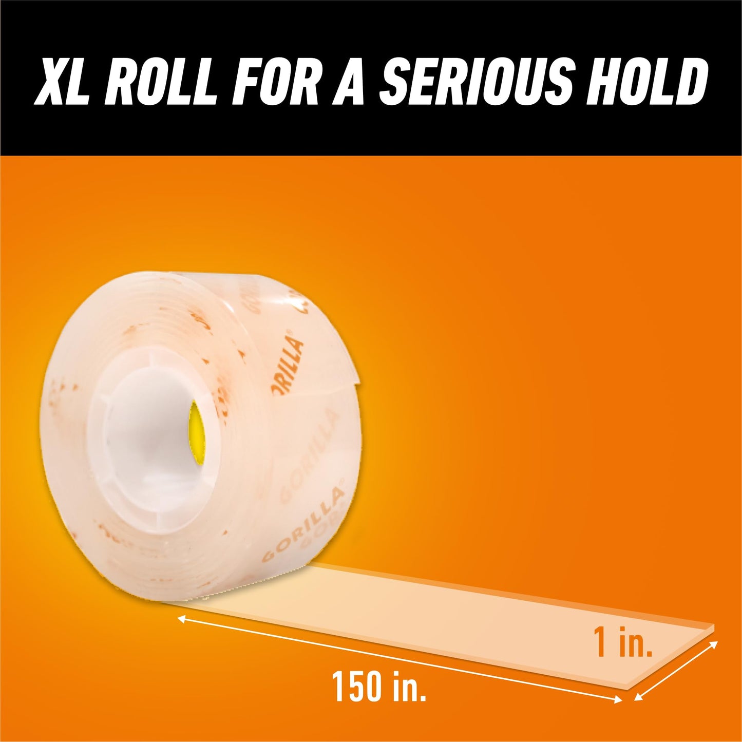 Gorilla Tough & Clear Double Sided Mounting Tape, Clear Tape, 1" x 150" (Pack of 1) - Weatherproof for Indoor or Outdoor