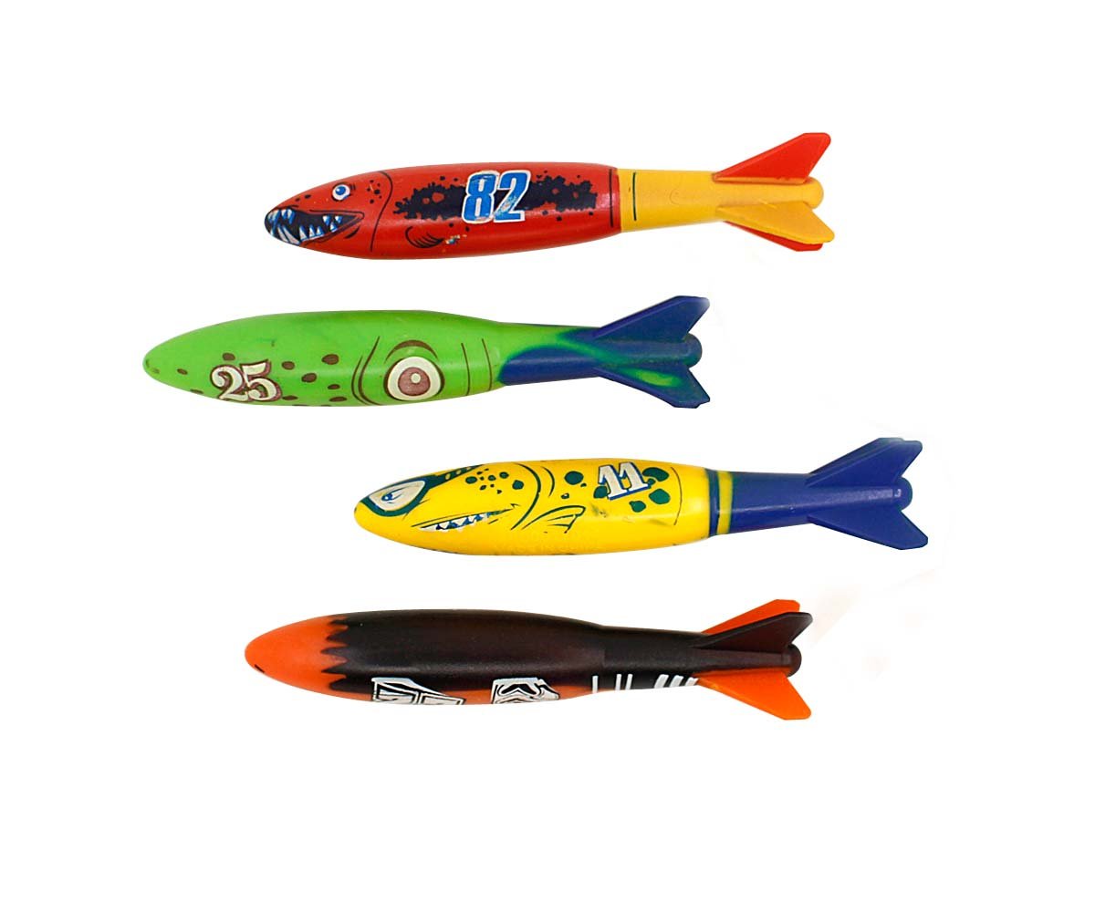ZHFUYS Diving Pool Toy Underwater Swimming Throwing Diving Torpedo Shark,4 Pack