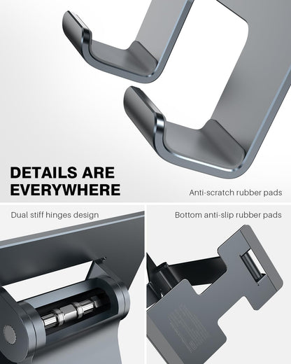Anozer Tablet Stand,Adjustable Tablet Holder for Desk,Foldable for iPad Stand Dock Holder for iPad Air 5/4/Mini 6/Mini 5/10.2/Pro 12.9/Pro 11,Portable Monitor,Surface (4-13 inch)-Grey