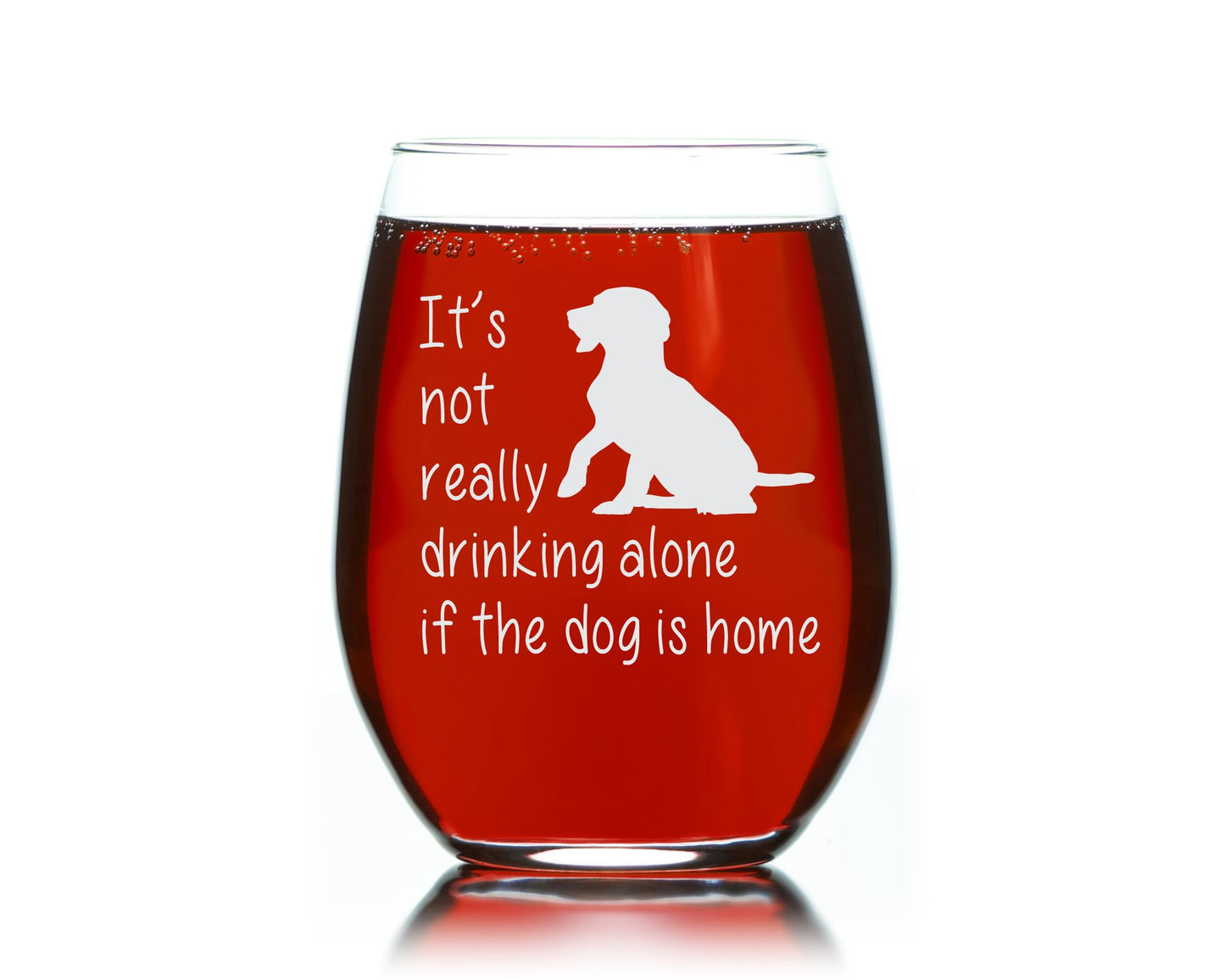 C M The Dog is Home Funny Stemless Wine Glass for Him, Her, Wife, Husband, Friend, Cute Dog Gift for Men Women - 17 oz (Style D1)