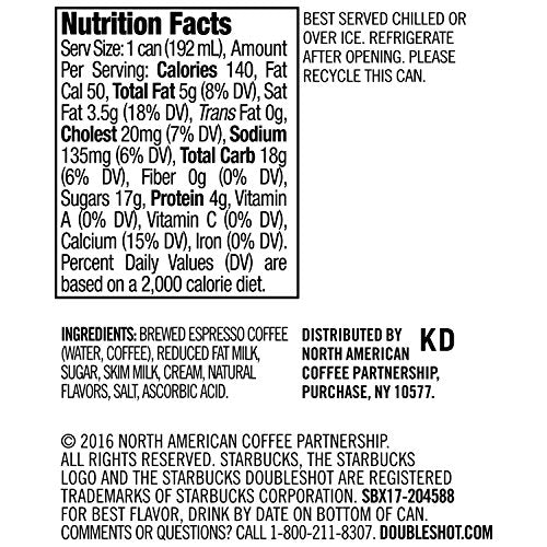 Starbucks Doubleshot, Salted Caramel, 6.5 Ounce, 12 Count (Packaging May Vary)