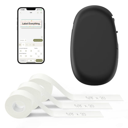 SUPVAN E10 Bluetooth Label Maker Machine with 3 Tapes, Continuous Waterproof Label, Versatile App with 35 Fonts and 1k+ Icons, Inkless Labeler for Home, Kitchen, School, Office Organization, Black