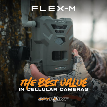 SPYPOINT Flex-M Twin Pack Cellular Trail Cameras - Best Hunting Accessories, No WiFi Needed, GPS, Night Vision, Dual-Sim LTE, IP65 Water-Resistant Game Camera, 28MP Photos, 720p Videos + Sound (2)