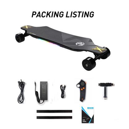 Electric Skateboard Electric Longboard with Remote Control Electric Skateboard,900W Hub-Motor,26 MPH Top Speed，21.8 Miles Range,4 Speed Adjustment，Max Load 330 Lbs,6 Months Warranty