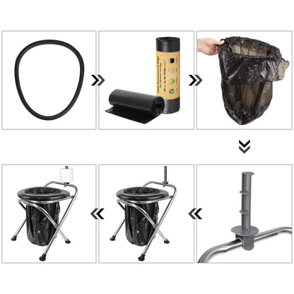 BLIKA Portable Toilet for Camping, 350LBS Stainless Steel Foldable Camp Travel Toilet with Soft Seat for Adults, Portable Potty for Camping, RV Travel, Road Trips