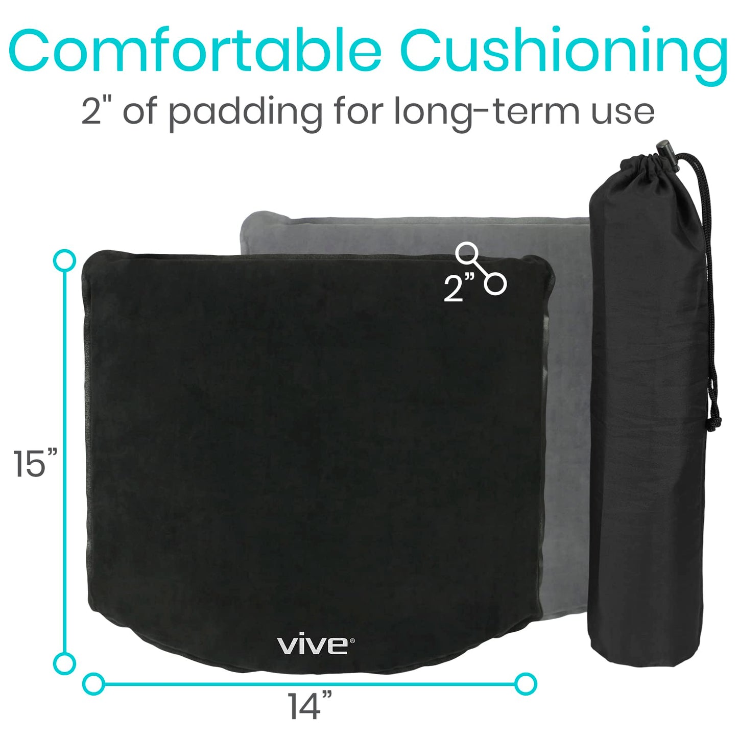 Vive Self Inflatable Seat Cushion - Portable Pad for Stadiums, Bleachers, Airplanes, Travel, Hiking, Camping, Backpacking, Sporting Events, Picnics - Lightweight Padded Seat Resistant to Tears & Snags