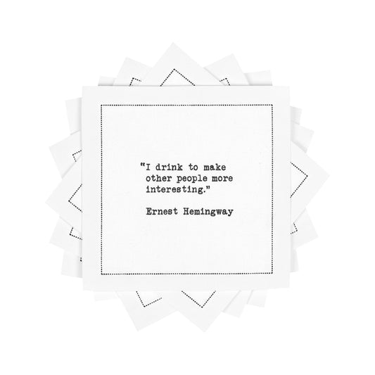 Five Star Funny White Cocktail Napkins, 50 Luxury Cotton Disposable Cocktail Party Napkins with Witty Bar Quotes, 4.5" x 4.5" for Home Bars, Game Nights, Beverages, Birthdays, Weddings & Holidays
