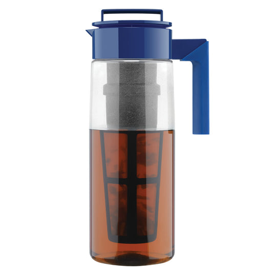 Takeya Flash Chill Iced Tea Maker - Airtight & Durable Iced Tea Maker Jug with Silicone Carry Handle - Leak-Proof & Lightweight Tea Infuser with Patented Flash Chill Technology - 2 Quart, Blueberry