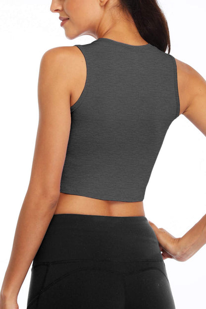 Sanutch Workout Fitness Casual Basic Crop Tops Athletic Gym Crop Tops Cropped Tank Tops for Women Heather Gray M