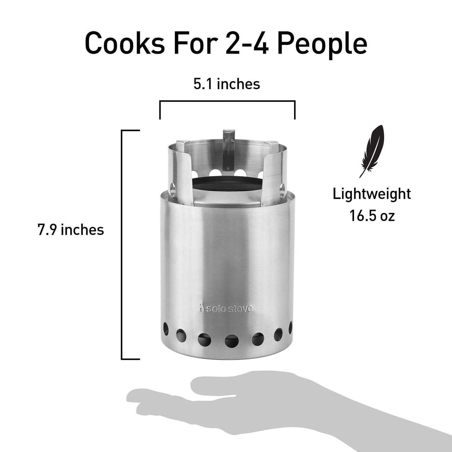 Solo Stove Titan Camping Stove Portable Stove for Backpacking and Outdoor Cooking Great Stainless Steel Camping Backpacking Stove Compact Wood Stove Design-No Batteries or Liquid Fuel Canisters Needed