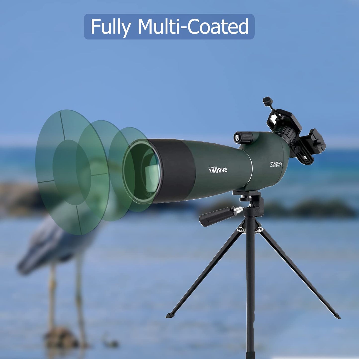 SVBONY SV28 Spotting Scopes with Tripod, Angled 25-75x70mm Spotter Scope with Phone Adapter, Waterproof Fogproof Spotting Scope for Bird Watching, Target Shooting, Wildlife Viewing