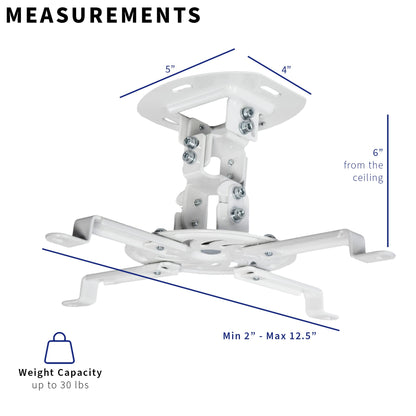 VIVO Universal Adjustable Ceiling Projector Mount for Regular and Mini Projectors with Extending Arms, White, MOUNT-VP01W