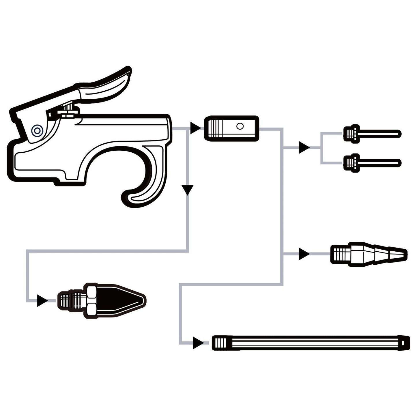 WYNNsky Air Blow Gun Accessory Kit with 5 Interchangeable Nozzles - 7 Pieces Air Compressor Tools Kit
