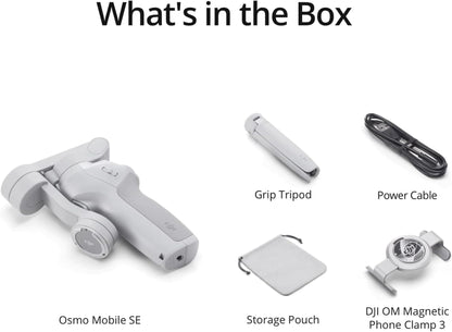 DJI Osmo Mobile SE, 3-Axis Phone Gimbal for iPhone, Android, Built-in Tripod, Selfie Stick, Gimbal Stabilizer for iphone, Andriod, ActiveTrack 6.0, Vlogging Stabilizer for Youtube, TikTok, Travel