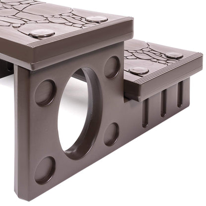 XtremepowerUS Universal Multi Purpose 2-Step Spa Hot Tub Pool Outdoor Indoor Camper RV Deck Steps Sided Step, Mocha