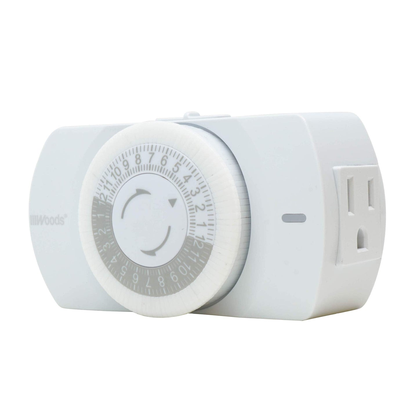 Woods 50103WD Indoor 24-Hour Heavy Duty Mechanical Timer; 1 Grounded Outlet; Standard Body
