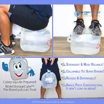 WaterStorageCube BPA-Free Collapsible Water Container with Spigot, Camping Water Storage Carrier Jug for Outdoors Hiking Backpack & Survival Kit, Foldable Portable Water Canteen (8-Pack)