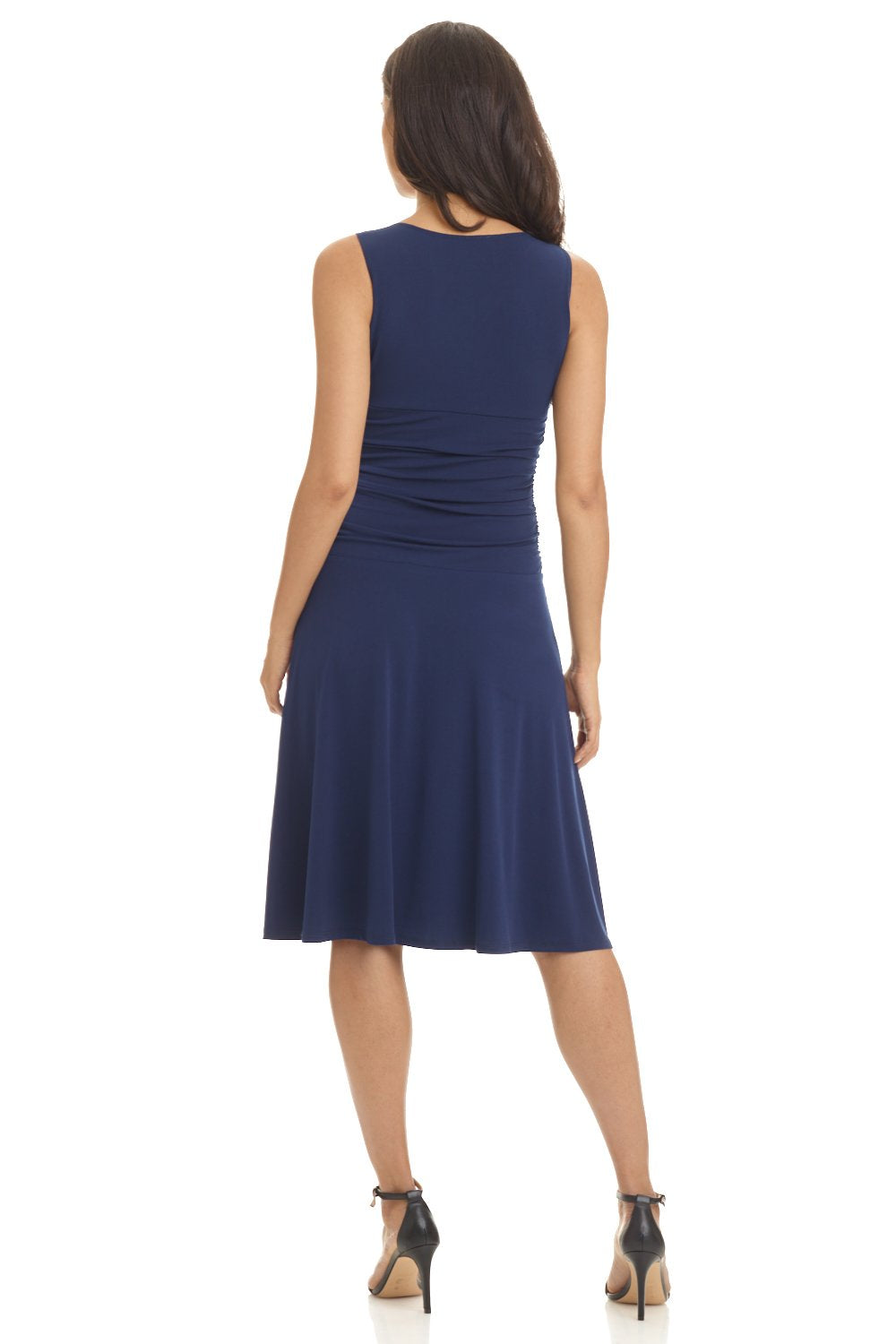 Rekucci Women's Slimming Sleeveless Fit-and-Flare Tummy Control Dress (6 Short, Navy Blue 6402)