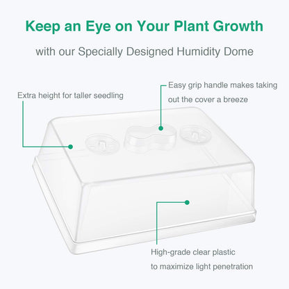 [Thick Plastic] 3-Set Strong Seed Starter Trays with 5" Humidity Domes for Seed Starting, Germination, Seedling Propagation & Plant Growing, Holds 144 Cells in Total