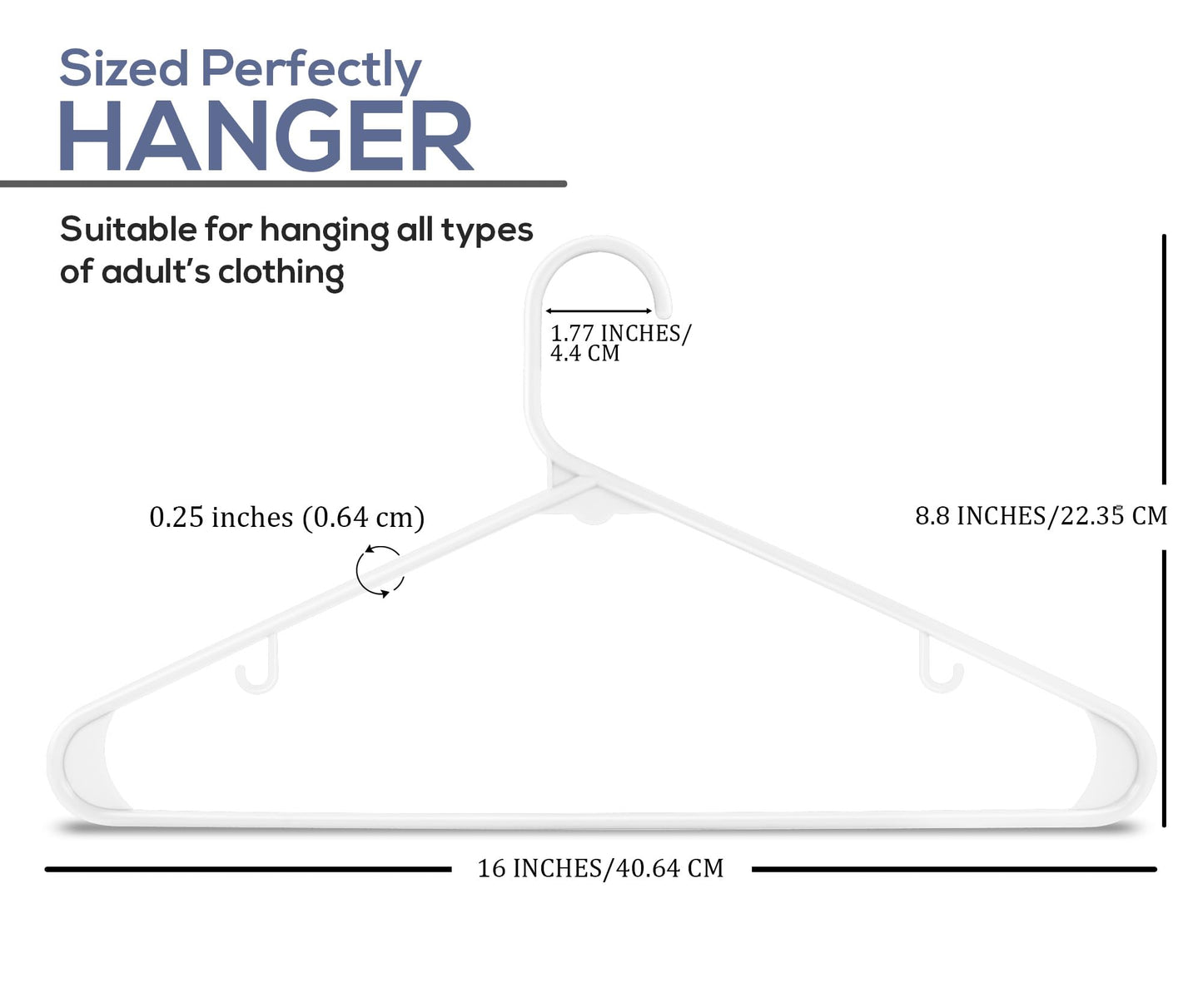 Utopia Home Plastic Hangers 20 Pack - Clothes Hanger with Hooks - Durable & Space Saving (White)