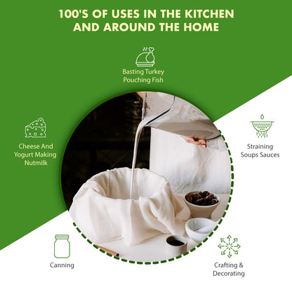 Regency Wraps 100% Cotton Ultra Fine Natural Cheese Cloth, 9 sq.ft 36" X36" 1pc, Chef Grade for Basting Turkey, Canning, Straining, Cheesemaking