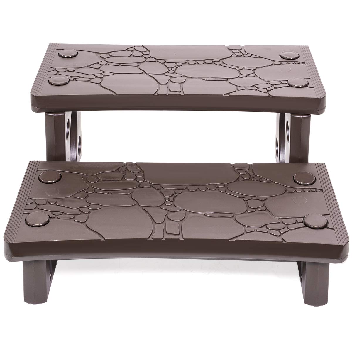 XtremepowerUS Universal Multi Purpose 2-Step Spa Hot Tub Pool Outdoor Indoor Camper RV Deck Steps Sided Step, Mocha