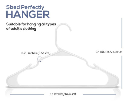 Utopia Home - Plastic Hangers 50 Pack - Space Saving Clothes Hanger - Durable and Strong Closet Organizers and Storage Makes It Ideal Apartment or Dorm Room Essentials for Girls or Guys (White)