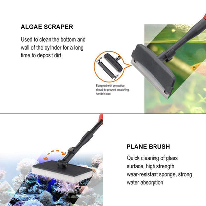 UPETTOOLS Aquarium Clean Tool 6 in 1 Fish Tank Cleaning Kit Algae Scraper Scrubber Pad Adjustable Long Handle Fish Tank Brush Cleaner Set