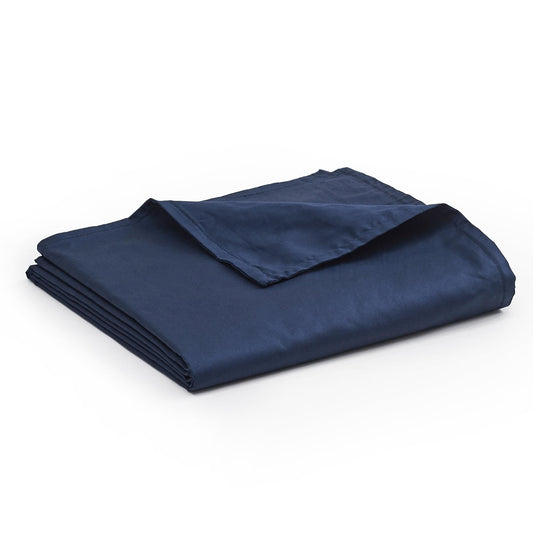 YnM Exclusive Cotton Duvet Cover for Weighted Blankets with 16 Strings (Navy, 60"x80")