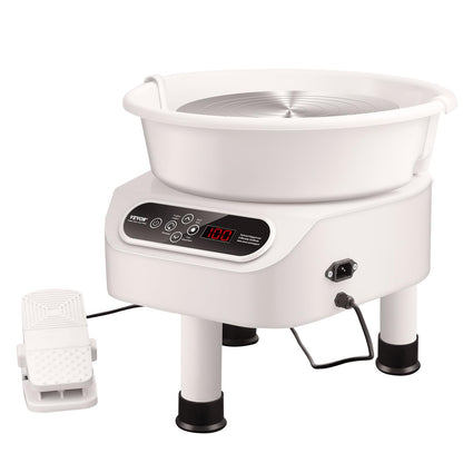 VEVOR Pottery Wheel Direct Drive 350W, 10 inch Ceramic Forming Machine with LCD Touch Screen Foot Pedal 50-300RPM Adjustable Speed, 18PCS Accessory Tools Kit for Adults Beginners, Craft Gift, White