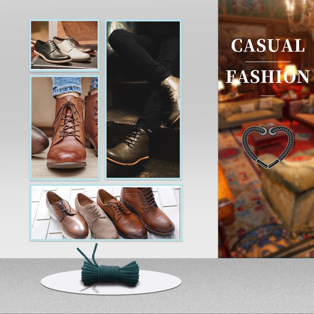 VSUDO Waxed Round 32" Black Dress Shoe Laces for Men, 1/8" Thin Formal Business Oxford Shoe Strings, Dress Shoelaces for Men (2 Pairs-Black-080CM)