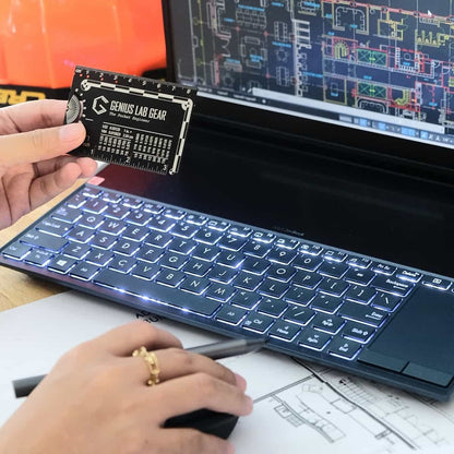 The Authentic Pocket Engineer - Small Metal Engineering Ruler Protractor Compass Scale, Techie Graduation Gadget Multitool, Mechanical/Civil Engineers Gift, Metric Mini 3 Inch Tool- Genius Lab Gear