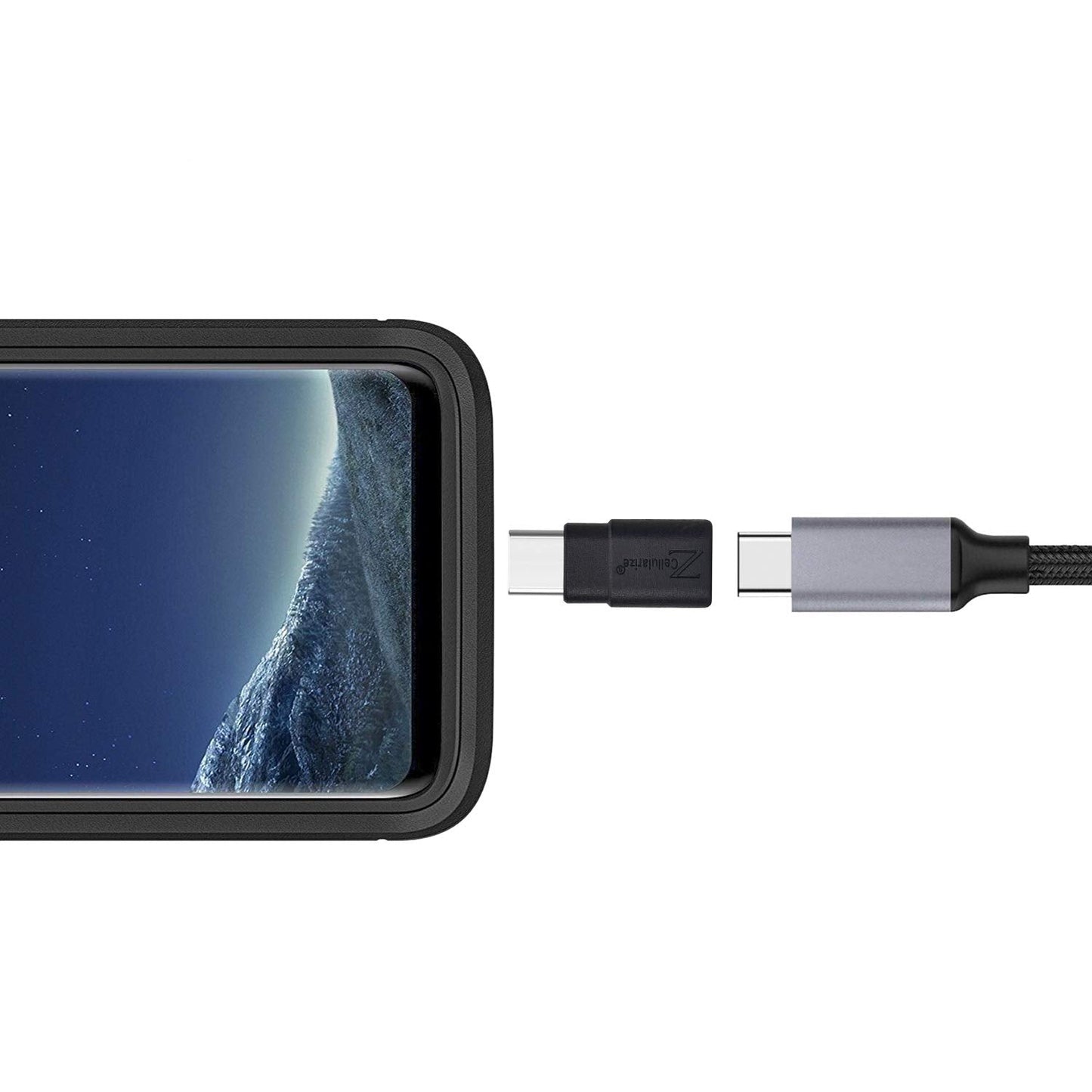 Cellularize USB C Extender Adapter Straight (2 Pack) 40Gbps 240W Cable Extension Type-C Low Profile Male to Female Thunderbolt QC & Data Transfer for USB-C Devices