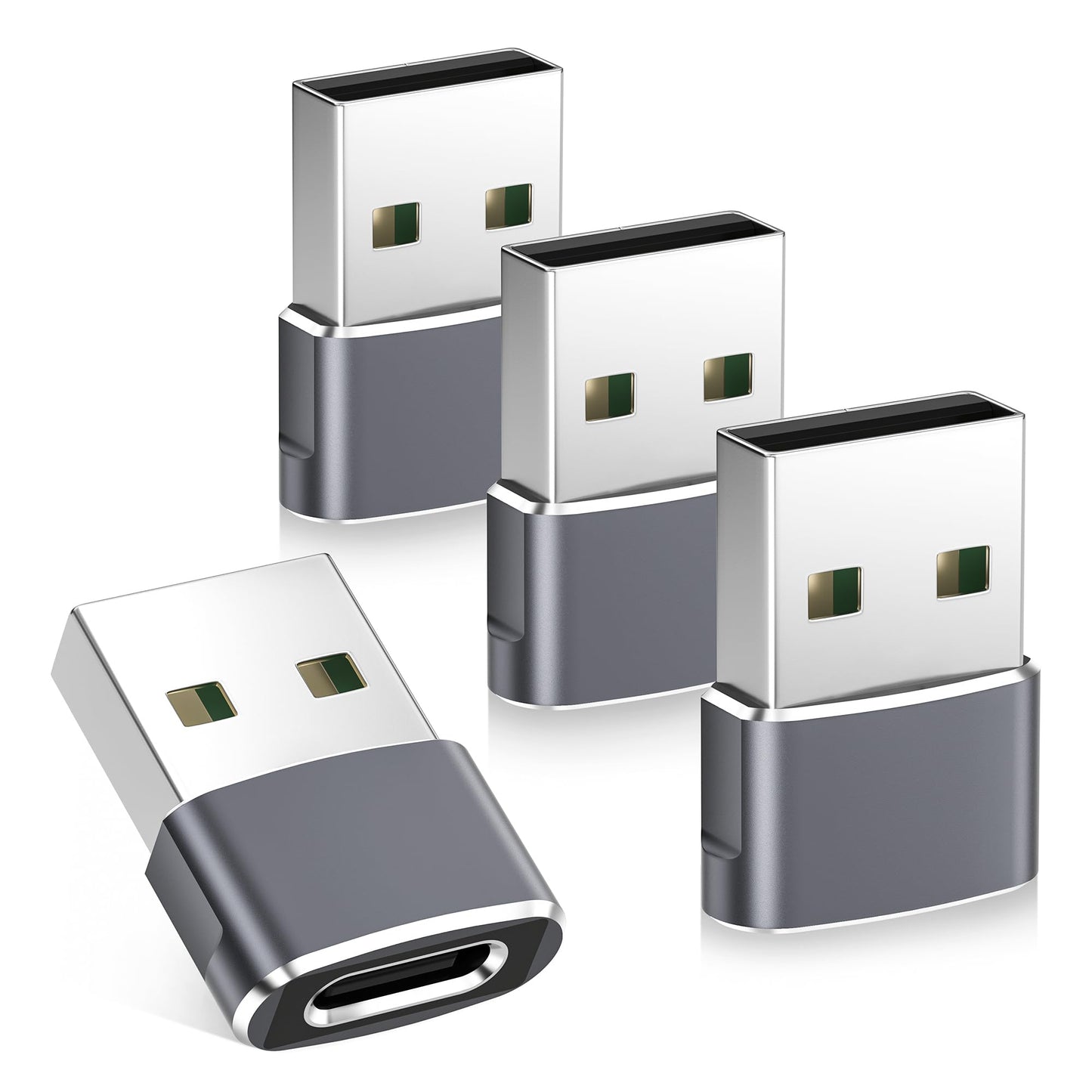 Basesailor iPhone 16 15 Pro Max Car Charger Adapter 4Pack,USB to USBC Adapter Type C Female to A Male Converter for Airpods 4,Apple Watch 10/iWatch,iPhone 14 13 Plus,iPad Mini 7,Samsung Galaxy S24 A54