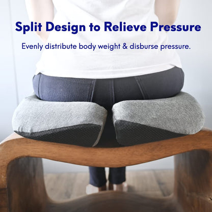 C CUSHION LAB Patented Pressure Relief Seat Cushion for Long Sitting Hours on Office/Home Chair, Car, Wheelchair - Extra-Dense Memory Foam for Hip, Tailbone, Coccyx, Sciatica - Light Grey