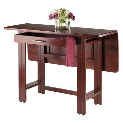 Winsome Taylor Drop Leaf Table with Wide Drawer, for Dining Room, 29", Walnut