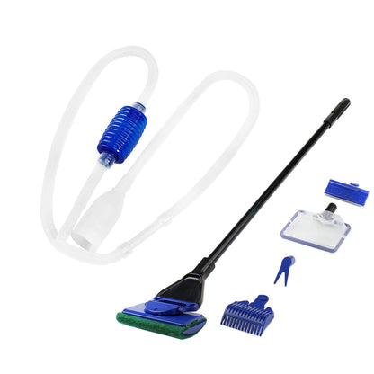AQUANEAT Aquarium Vacuum Siphon, Hand Pump Fish Tank Water Changer, with Fish Net Algae Scraper 5 in 1 Cleaning Set