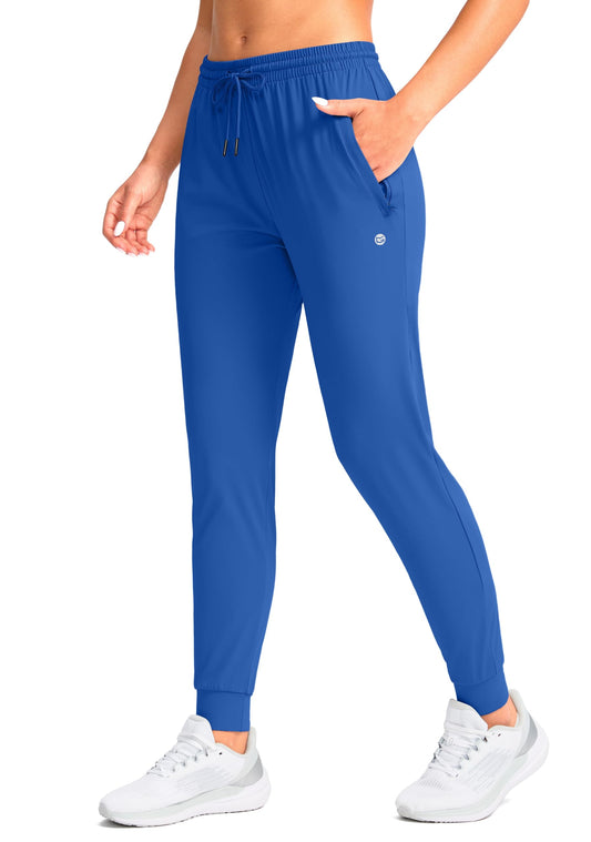 G Gradual Women's Joggers Pants with Zipper Pockets Tapered Running Sweatpants for Women Lounge, Jogging(Royal Blue,M)