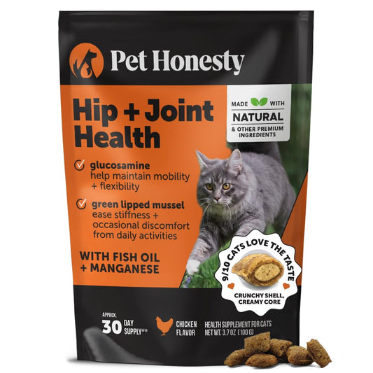Cat Hip & Joint Health Crunchy & Creamy Chews - Cat Joint Support Supplement with Glucosamine, Health Supplies & Hip Support for Indoor & Outdoor Cats (Chicken 30-Day Supply)