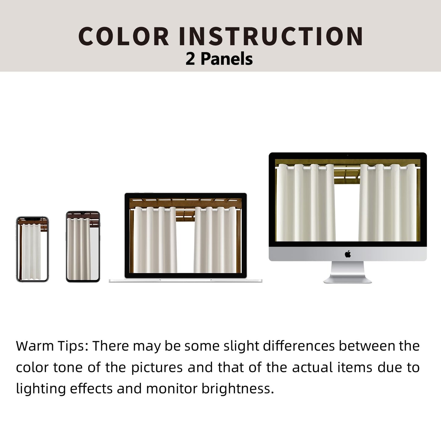 DIVA EN CAMINO DEC Outdoor Patio Curtain Waterproof Darkening Thermal Insulated Indoor Curtains for Bedroom, Porch, Living Room, Pergola, Cabana, W52 x L95, Light Taupe, Set of 2 Panels