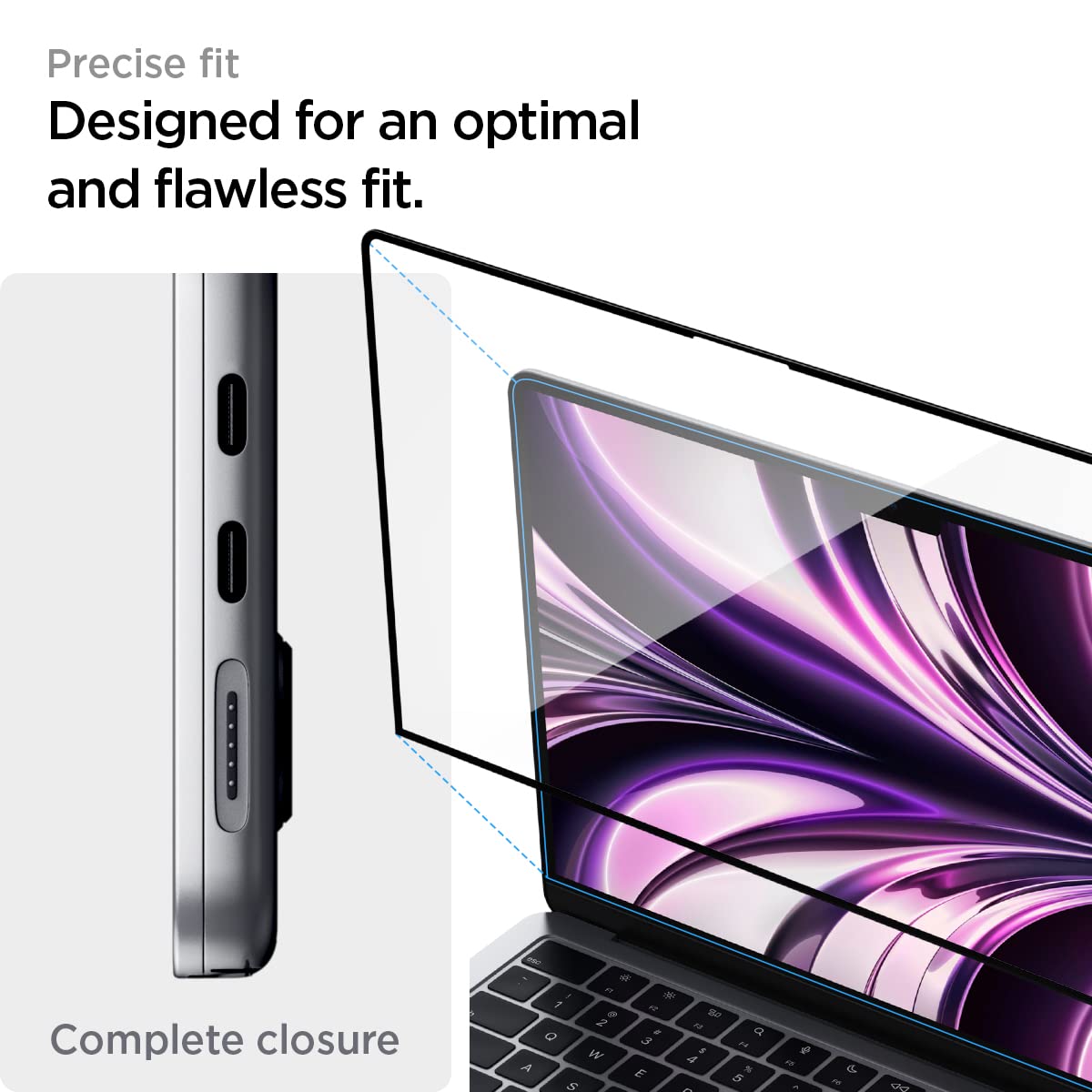 Spigen Tempered Glass Screen Protector [Glas.tR Slim] Designed for Macbook Air 13 inch M4 / M3 / M2 (2025/2024 / 2023) - 1 Pack