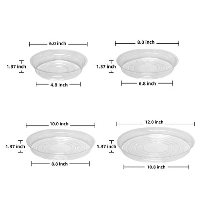 TRUEDAYS 20 Pack Plant Saucers (6 inch / 8inch / 10inch / 12inch) Clear Plant Saucers Flower Pot Tray Excellent for Indoor & Outdoor Plants