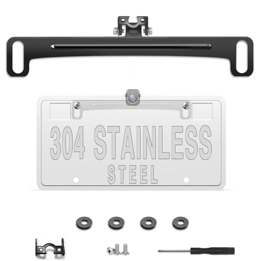 Universal Car Rear View Camera License Plate Bracket,Upgraded Full Stainless Steel Backup Camera Mount Dash Cam Mirror Cam Accessory Rear Camera Mount,Only Installation Holder for Back Up Camera
