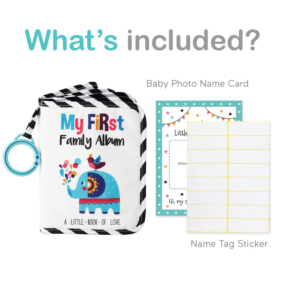Urban Kiddy™ Baby's My First Family Album | Soft Photo Cloth Book Gift Set for Newborn Toddler & Kids (Elephant)