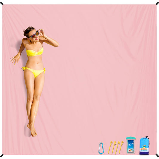 BYDOLL Beach Blanket Waterproof Sandproof 78''×81'' Suits1-4 Adults Compact Lightweight Oversized Sand-Free Blanket Large Picnic Mat for Beach Travel Camping Hiking