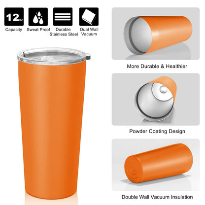VEGOND 20oz Tumbler Stainless Steel Tumbler with Lid And Straw Vacuum Insulated Double Wall Travel Coffee Mug(orange package 1)