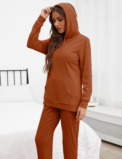 ZHENWEI Sweatsuits for Women Set Jogger Set Two Piece Tracksuit Casual Lounge Suit Long Pants Workout Athletic Outfits Hoodie Sweatshirts Pullover with Kangaroo Pockets (Caramel,Small)