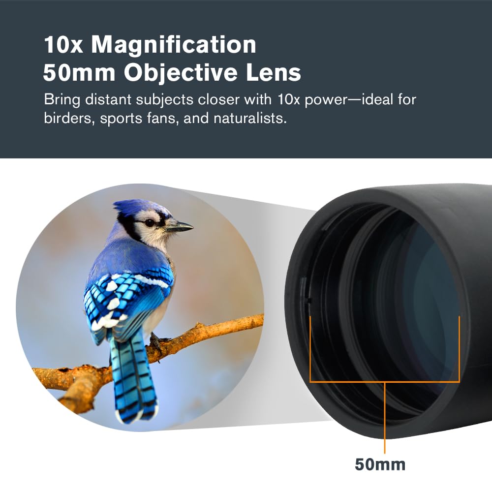 Celestron – Outland X 10x50 Binoculars – Waterproof & Fogproof – Binoculars for Adults – Multi-Coated Optics and BaK-4 Prisms – Protective Rubber Armoring, Black