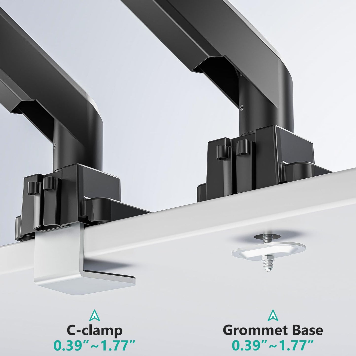 WALI Ultrawide Monitor Arm for 13 to 49 Inch Heavy Duty Curved Screens, Holds 33 Lbs, Adjustable Gas Spring Single Monitor Desk Mount with C-Clamp, Grommet Base, 75x75/100x100 VESA, (GSM001XL), Black