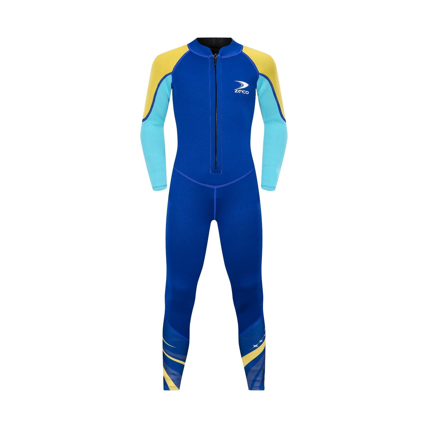 ZCCO Kids Wetsuit,2.5mm Neoprene Diving Suit for Teens,Full Body Swimsuit for Boys and Girls,Long Sleeve One Piece Wet Suit Perfect for Swimming, Surfing, and Water Sports (Bright Blue, L)